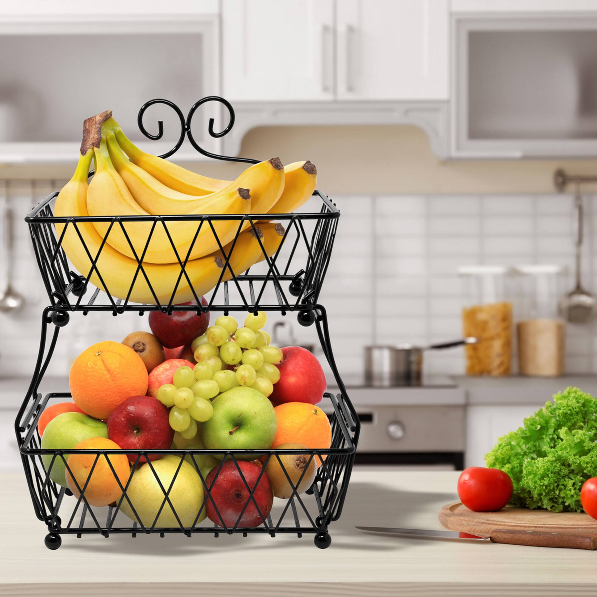 Sorbus 16" 2-Tier Wire Basket Stand